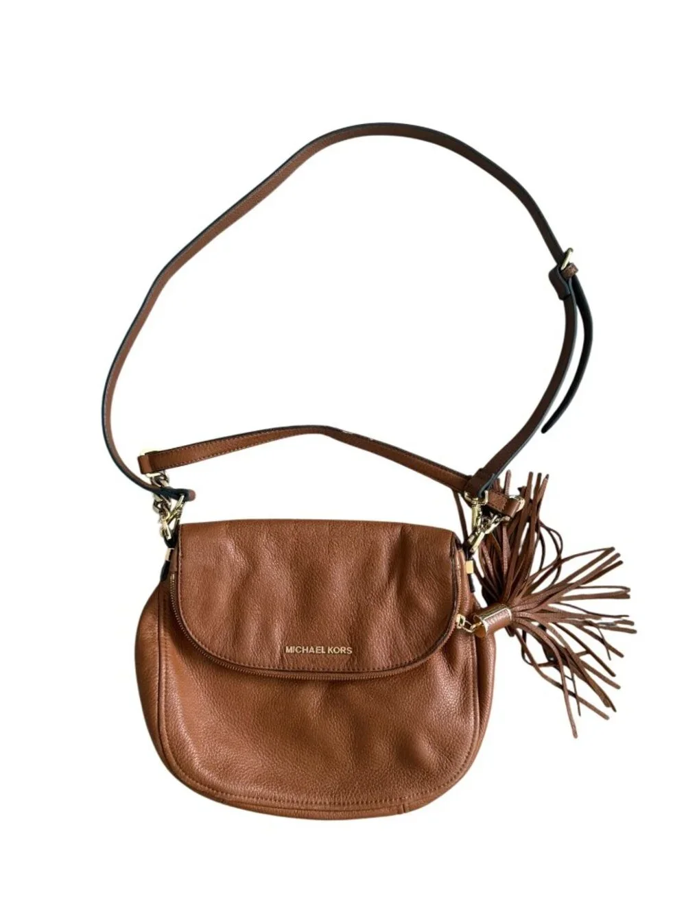 MICHAEL KORS Tan Pebble Leather Crossbody Two Way Bag